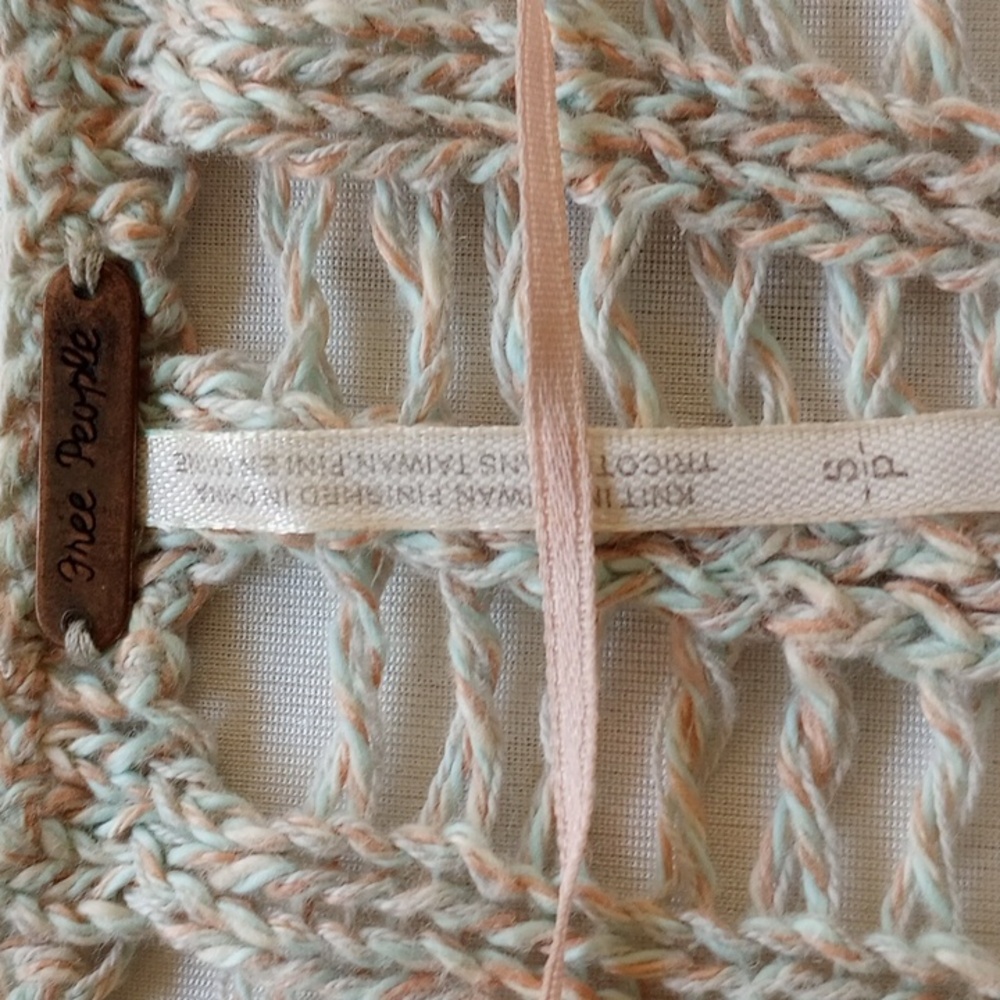 Free People Pastel Confetti Cotton Linen Crochet Box Sweater S - Picture 3 of 8